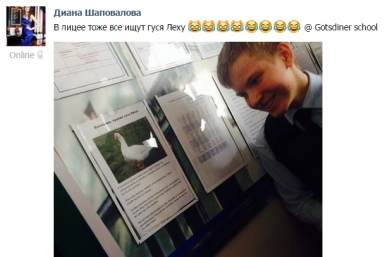 Гуся Леху, &quotпотерявшегося&quot в Хабаровске, &quotищут&quot пользователи социальных сетей России Скриншот с социальных сетей