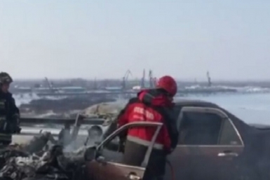 Рейсовый автобус попал в ДТП на мосту через Амур в Хабаровске Скриншот